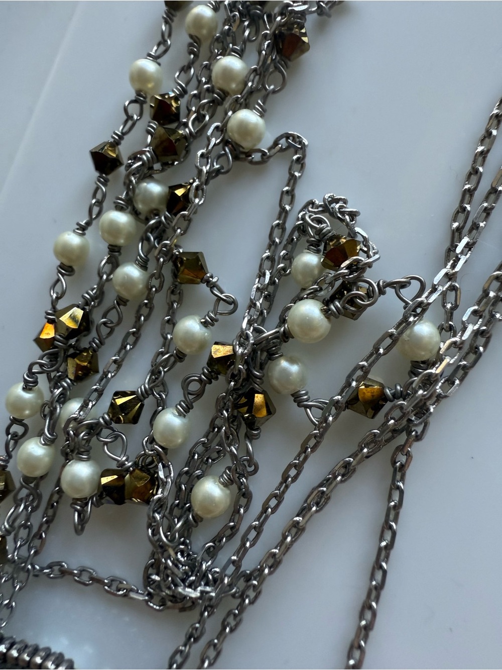 Marc Jacobs Silver Mask Pendant Necklace with Pearl Beads Y2K - Picture 6 of 6